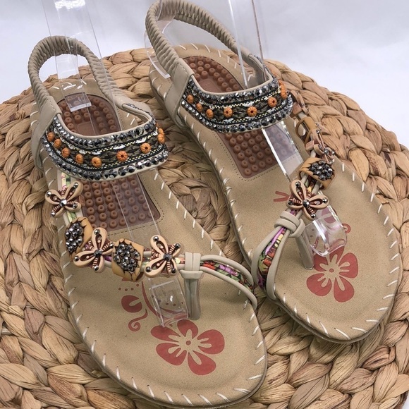 Harence Shoes - Harence Embellished Comfort Sling Back Sandals Size Euro 41 USA 9.5